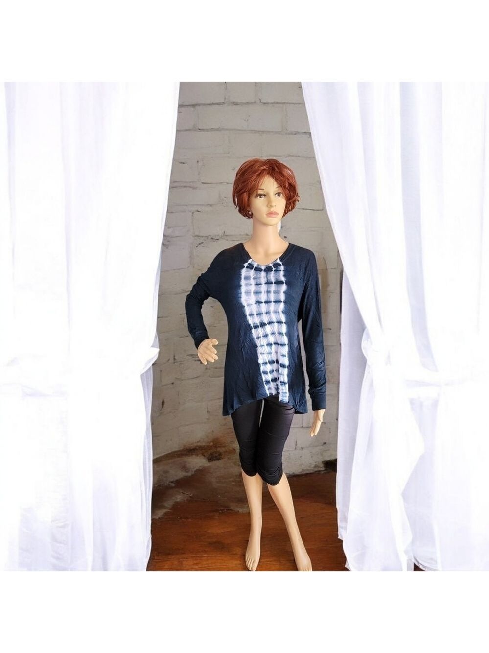 NWT Sunday by Dressbarn Db Winter Blue Small Tunic Top Tie Dye T48